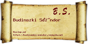 Budinszki Sándor névjegykártya